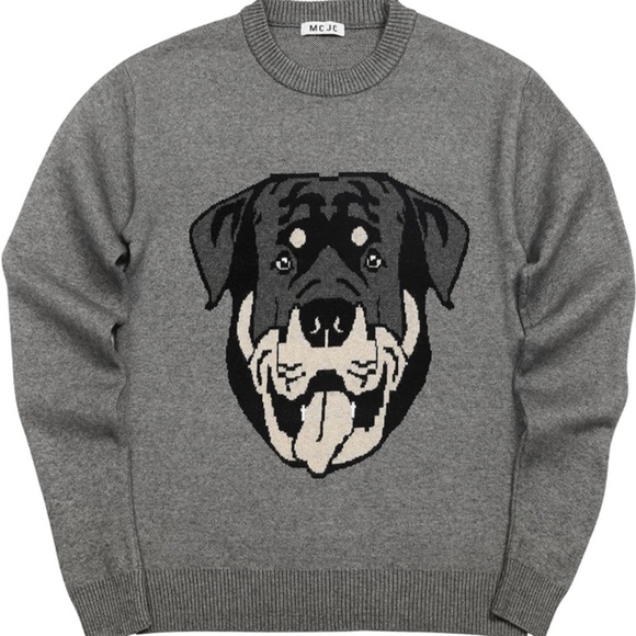 Men Grey Funny Office Dog Sweater... - Picture 3 of 4